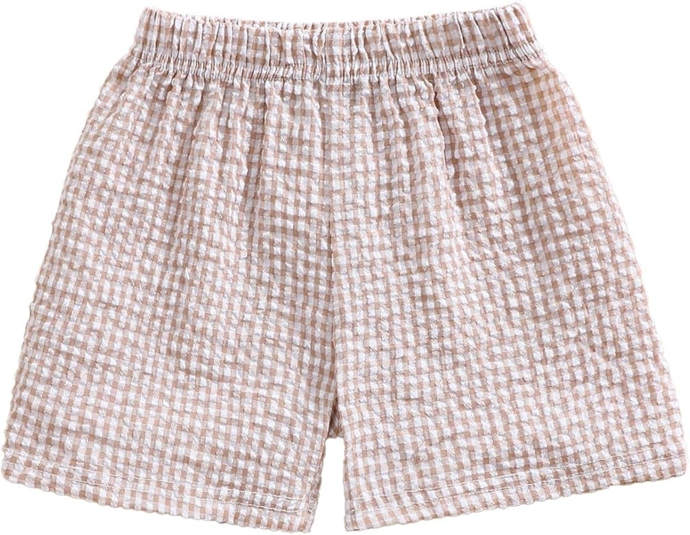 Toddler Boy Girl Plaid Shorts Casual Summer Gingham Shorts Elastic Waist Beach Shorts Bottoms Box... | Amazon (US)