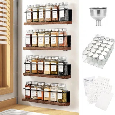 24-Jar Spice Organizer Full Set with 216 Labels & Steel Funnel, Refrigerator & Microwave Safe | Wayfair North America