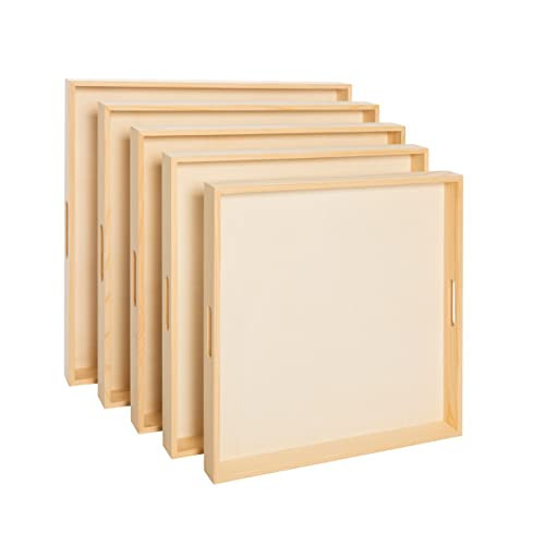 Creative Hobbies Wooden Nested Serving Trays - Set of 5 Unfinished Trays with Cut-Out Handles for Crafts, Serving, and Home Décor (Square) | Amazon (US)