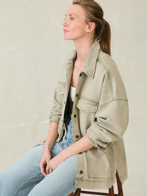 Sunwashed Denim Utility Jacket - Olive Haze Wash | Faherty