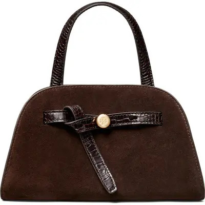 Tory Burch Small Romy Suede Bauletto in Dark Cocoa at Nordstrom | Nordstrom