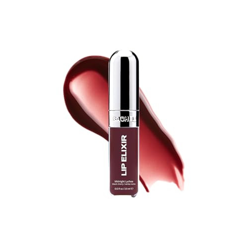Sacheu Lip Elixir Nourishing and Hydrating Lipgloss — Moisturizing Plumping Lip Gloss Enriched with Collagen, Non-Sticky Lip Color Smooth High-Shine Finish, Vegan & Cruelty-Free, Midnight Lychee | Amazon (US)