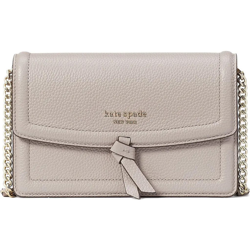 Kate Spade New York knott pebbled leather flap crossbody bag in Warm Taupe. at Nordstrom Rack | Nordstrom Rack