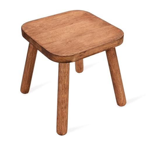 JUJIAFU Solid Wooden Stool for Kids 11.7'' Wooden Step Stool for Adults Square Stool Wood Plant Stand Stool Wood Stool Legs Detachable for Kitchen Bathroom Living Room | Amazon (US)