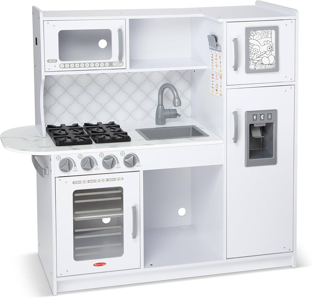 Melissa & Doug Wooden Chef’s Pretend Play Toy Kitchen With “Ice” Cube Dispenser – Cloud W... | Amazon (US)