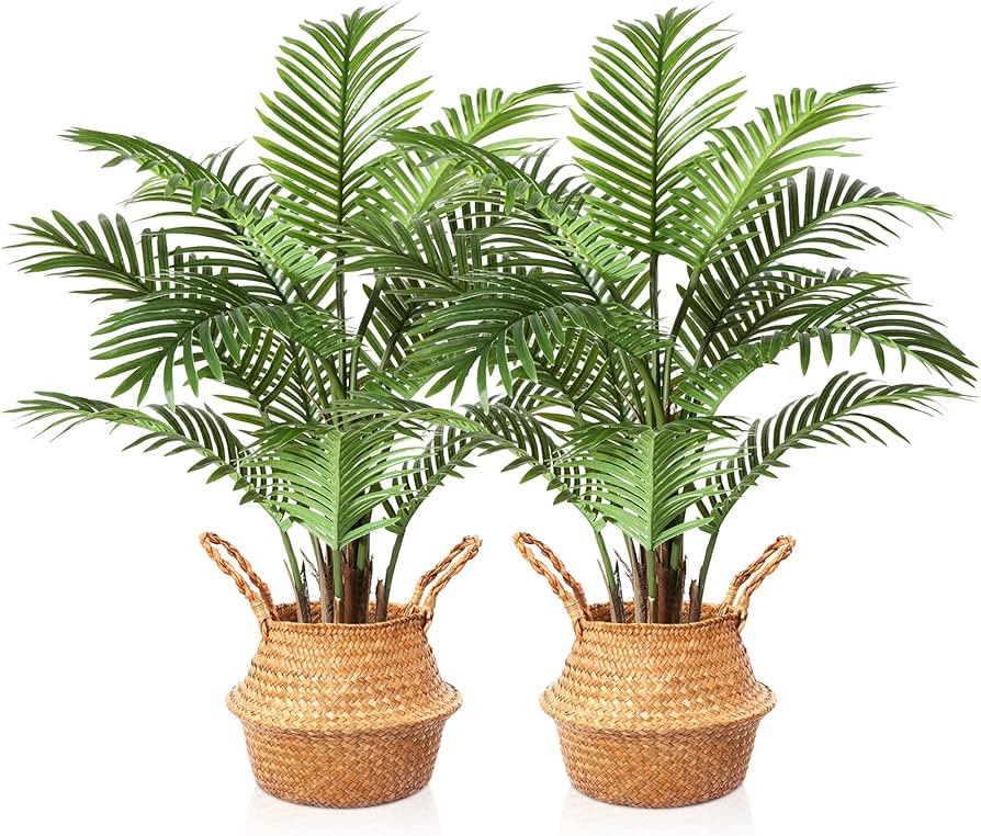 MOSADE Artificial Palm Tree 37”Fake Potted Areca Palm Plant with Handmade Seagrass Basket, Perf... | Amazon (US)