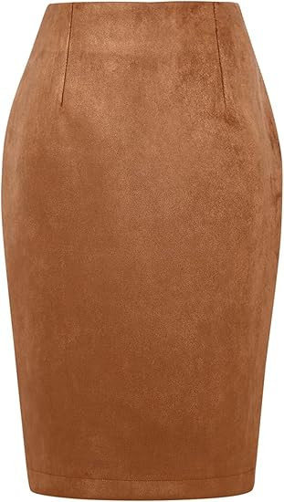 WIFFGO Suede Skirts for Women Fall Winter Mini High Waisted Slit Casual Pencil Bodycon Work Elega... | Amazon (US)