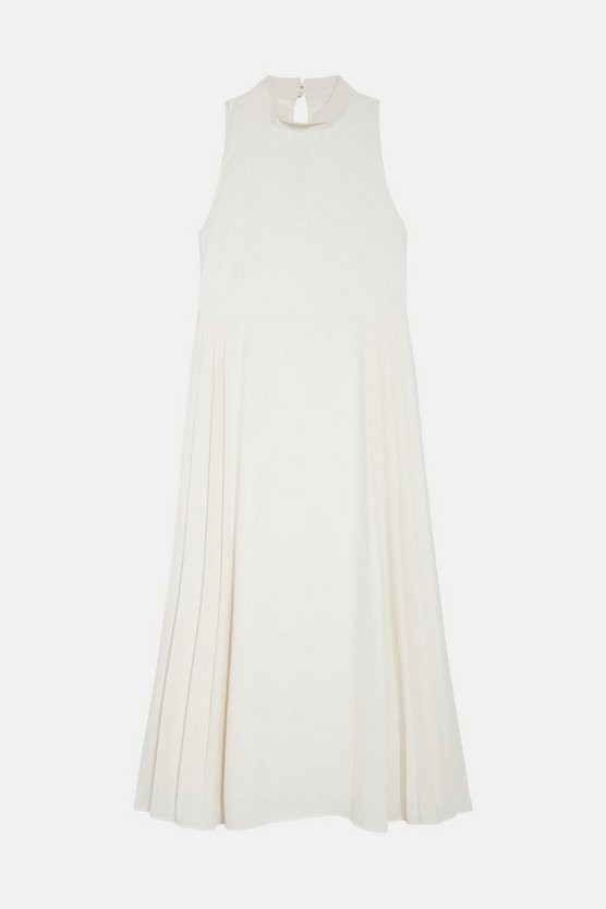 Soft Tailored Pleated Panel Maxi Dress | Karen Millen UK & IE