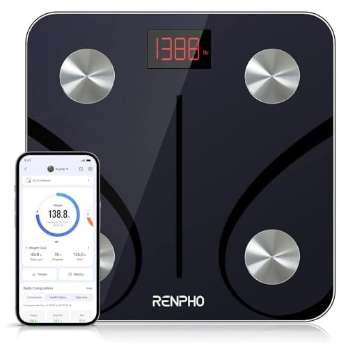 RENPHO Bluetooth Body Fat Scale, Digital Weight Scale Bathroom Smart Body Composition Analyzer Wireless BMI Compact Scale Health Monitor with Smartphone APP, 396 lbs | Amazon (US)
