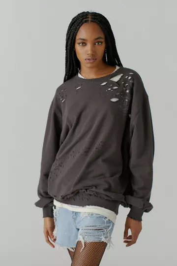 BDG Distressed Crew Neck Sweatshirt | Urban Outfitters (US and RoW)