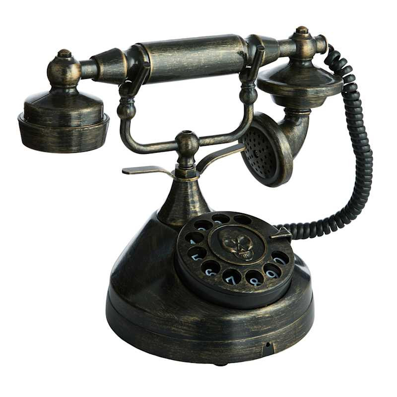 Black Victorian Spooky Telephone, 9.4" | At Home
