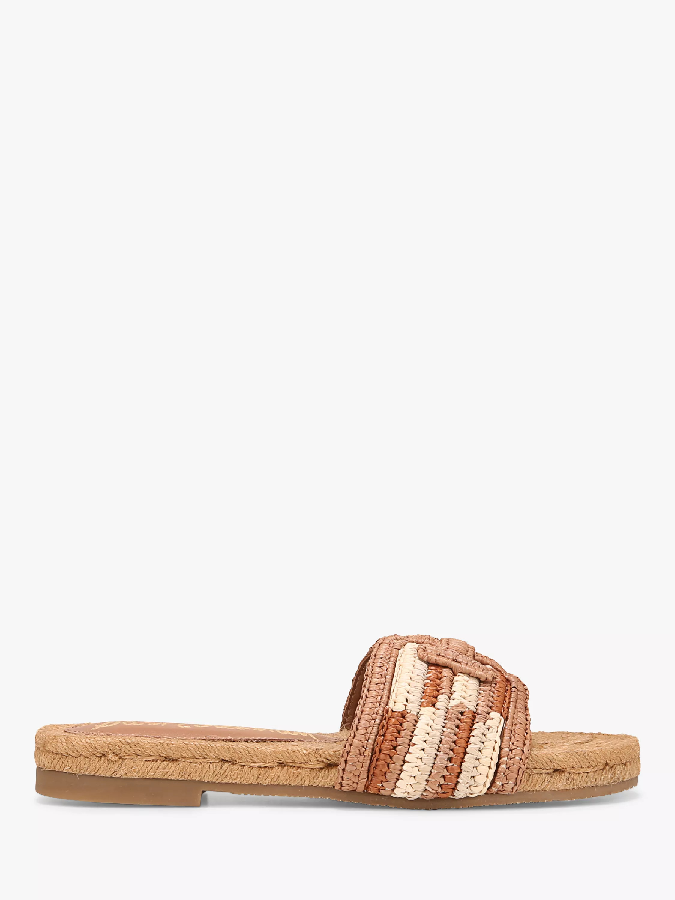 Sam Edelman Miya Raffia Slider Sandals, Brown Multi | John Lewis (UK)