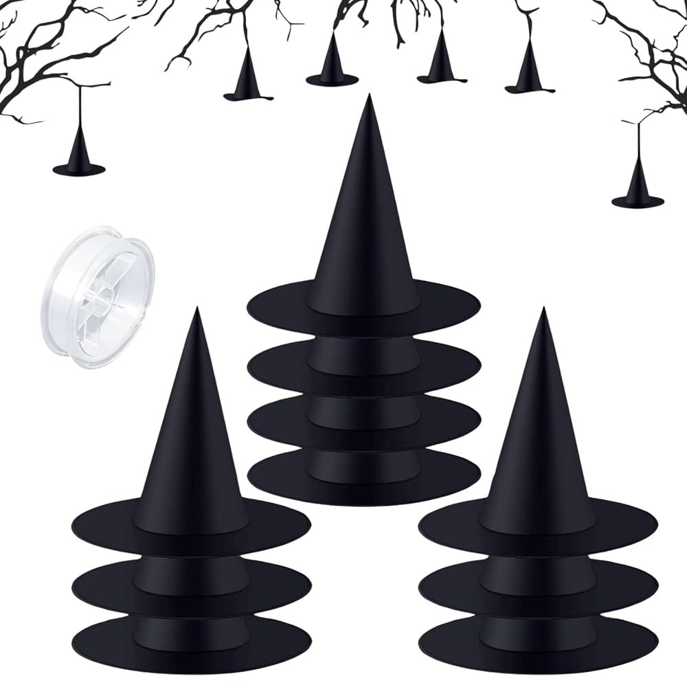 CROOT 10PCS Halloween Witch Hat, Black Hanging Witch Hat, Costume Accessories, for Indoor Outdoor... | Amazon (US)
