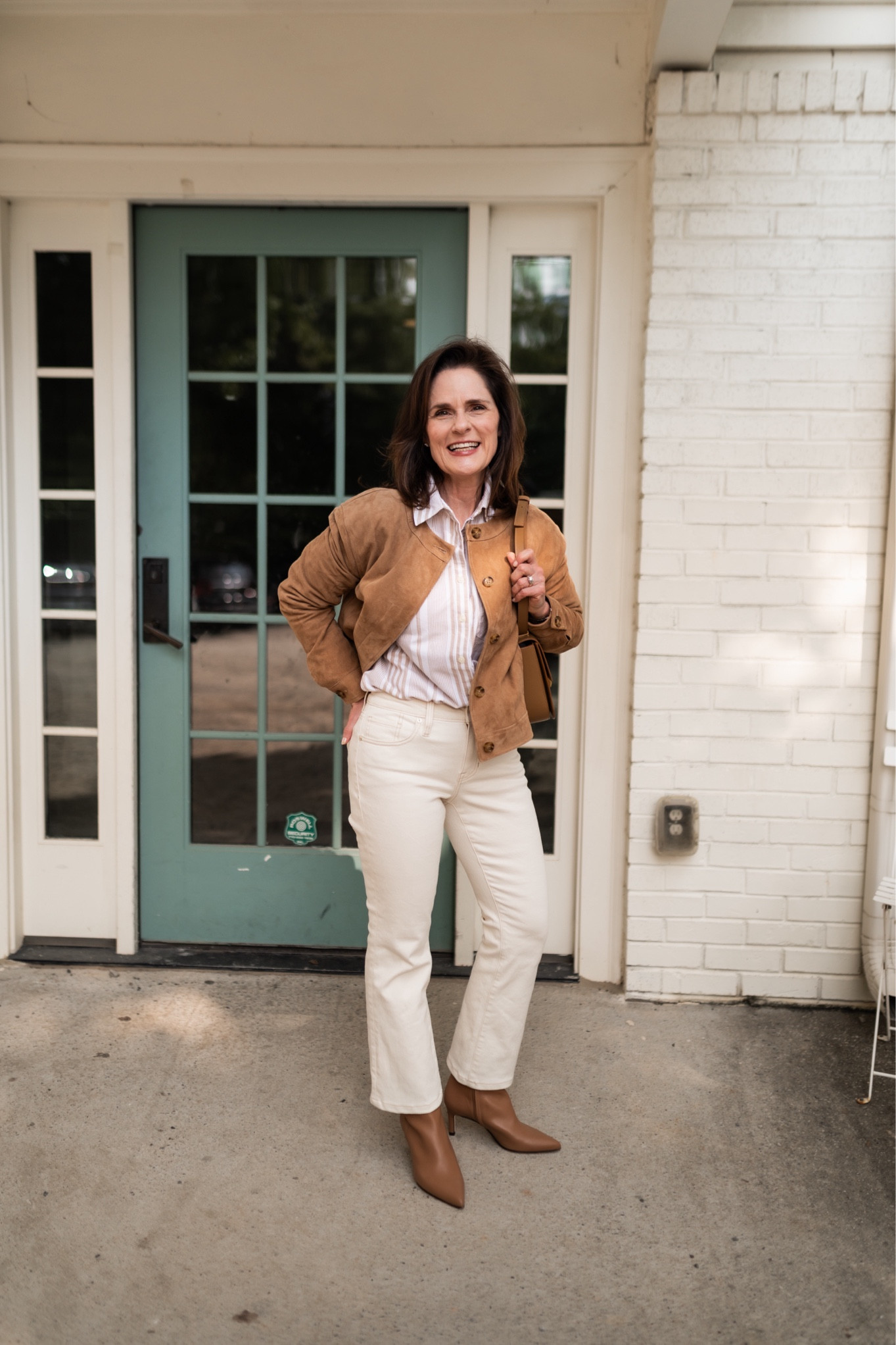 Comfortable camel ankle boots with a pointy toe and mid-height heel.  Boots  you will wear on repeat for years to come because of the classic style and quality.  Use codeSASBETH15 for 15% off.

Tommy Bahama knows how to make a classic suede jacket.  This one is so soft and petite friendly.  Wearing an XXS.  So worth the splurge.
#ltkpetite #petite

#LTKShoeCrush #LTKStyleTip #LTKOver40