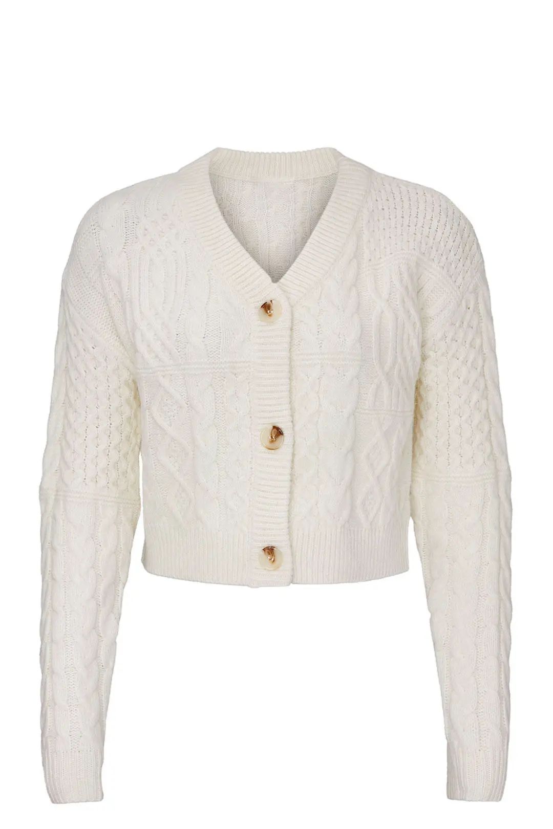VOX LUX Ivory Mix Cable Cardigan | Rent The Runway