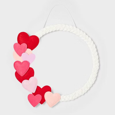 Wrapped Heart Valentine's Day Yarn Wreath White/Pink/Purple - Spritz™ | Target