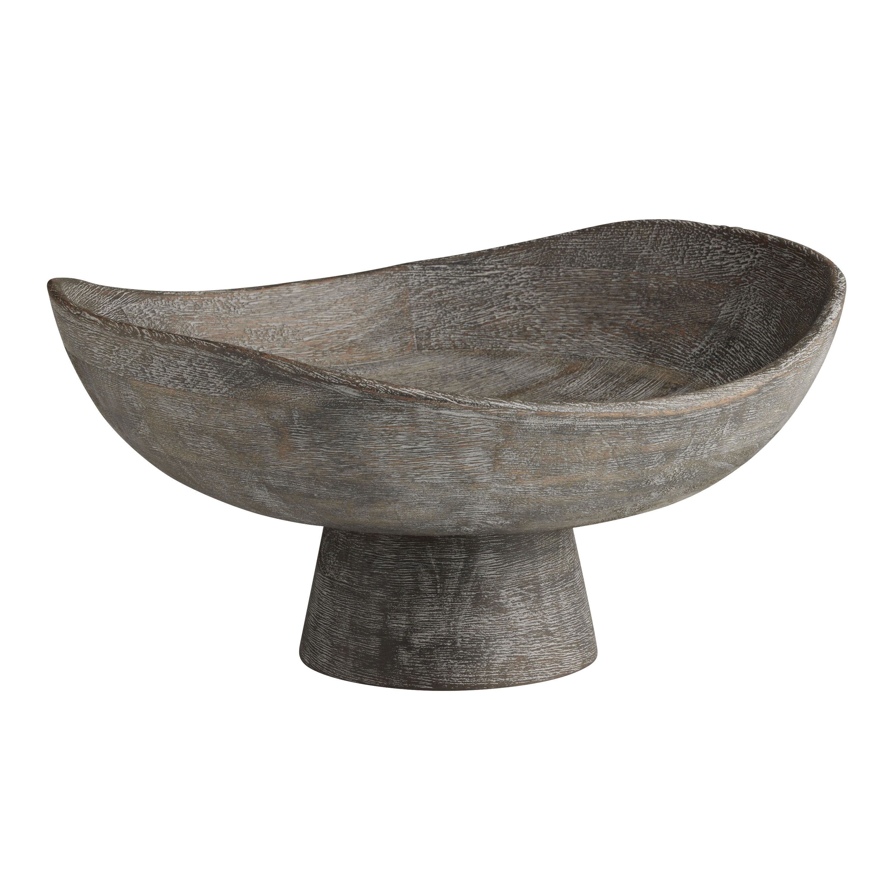 CRAFT Niko Blackened Wood Pedestal Bowl Decor | World Market