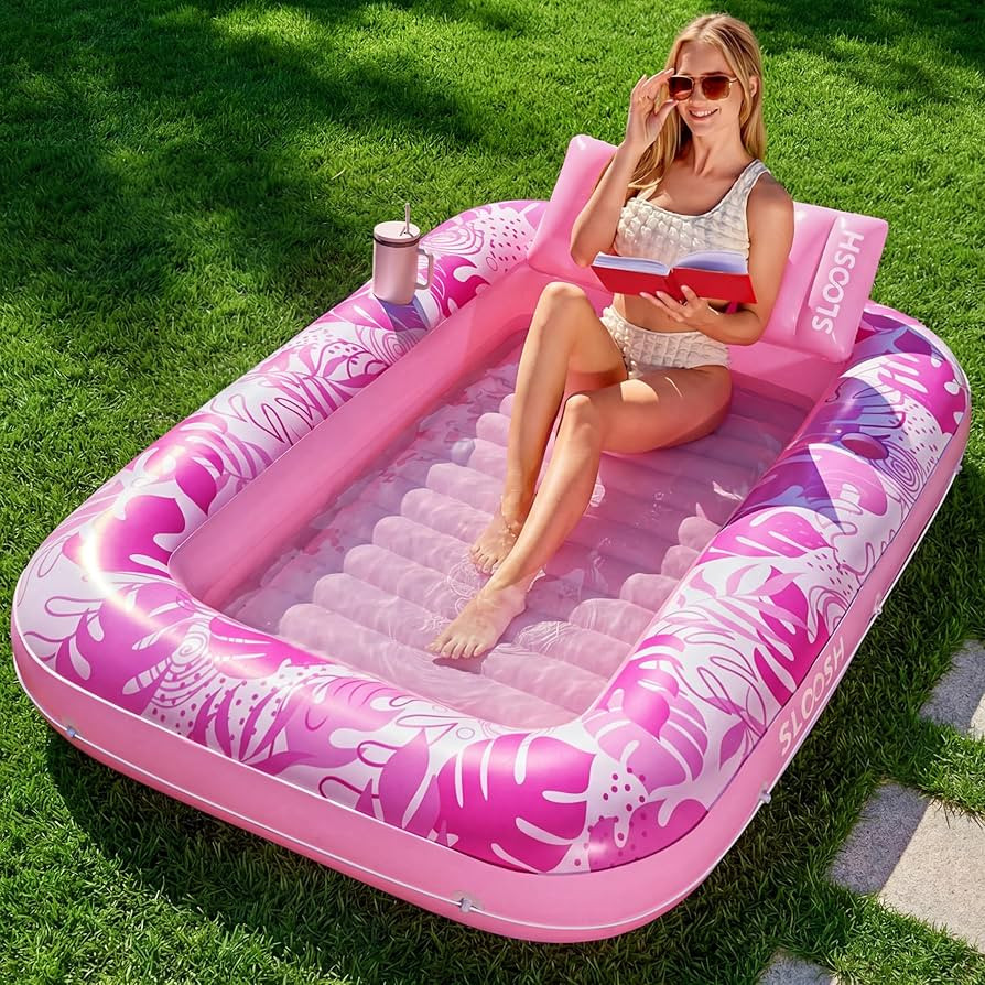 SLOOSH Inflatable Tanning Pool Lounger Float, 70" x 46" Pool Floats Adult with Pillow, 4 in 1 Sun... | Amazon (US)