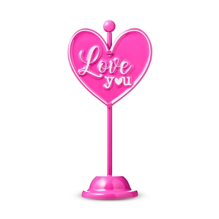 Valentine's Day Pink & White Heart Love You Tabletop Decoration, 6.75 in, by Way To Celebrate | Walmart (US)