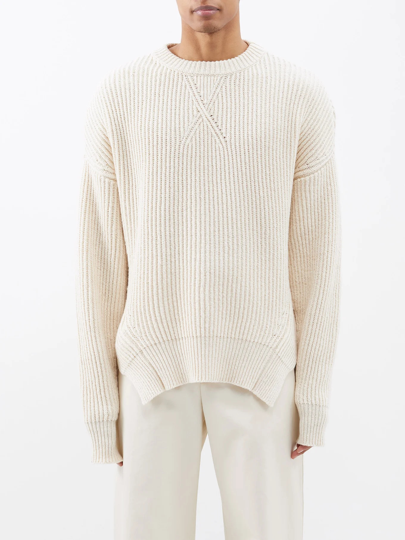 Asymmetric rib-knit wool sweater | Matches (APAC)