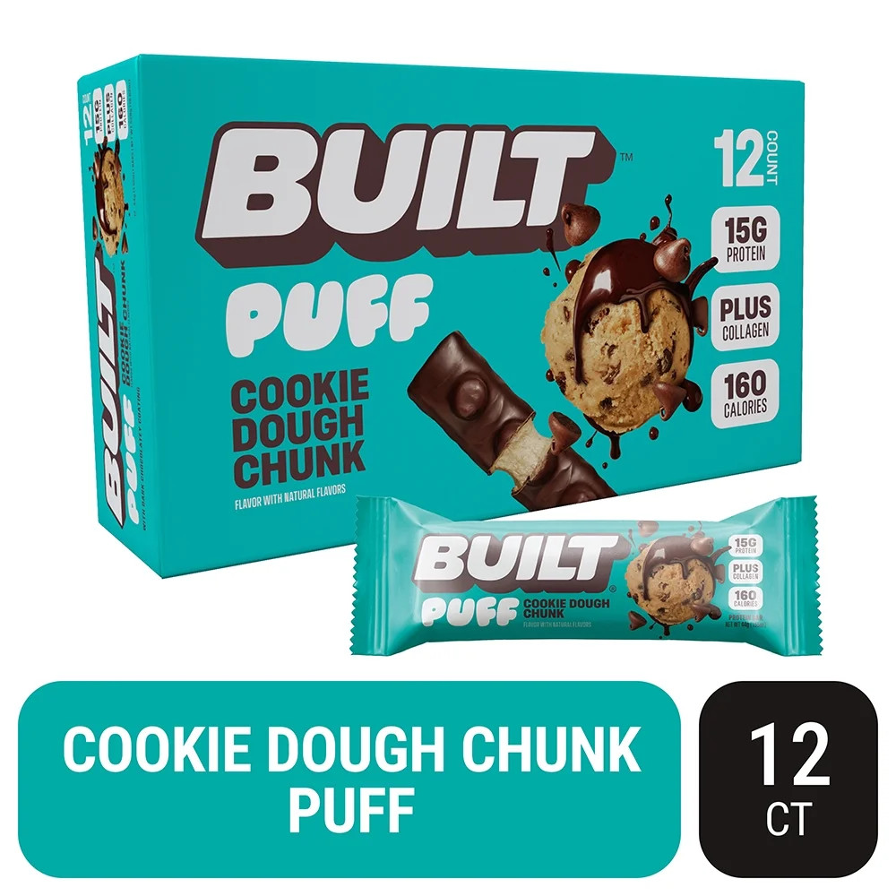 BUILT Bar, Puff Protein Bars, Cookie Dough Chunk, High Protein, Collagen, Not Gluten Free, 12 Cou... | Walmart (US)