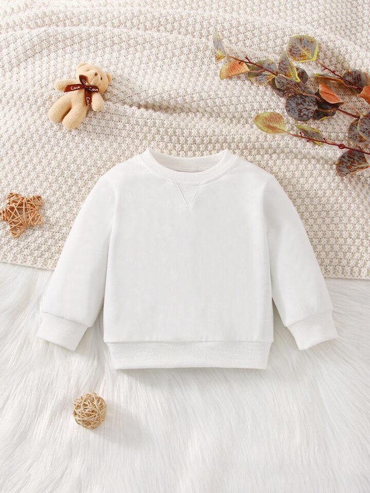 Baby Boy Solid Round Neck Pullover | SHEIN USA | SHEIN