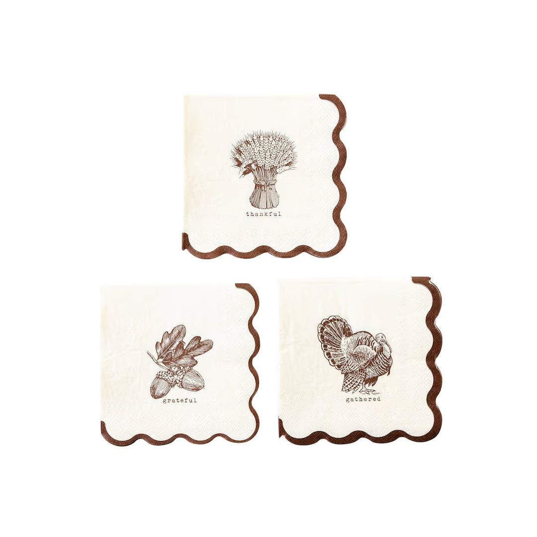 Harvest Icon Paper Cocktail Napkin Set, Thanksgiving Cocktail Napkin - Etsy | Etsy (US)