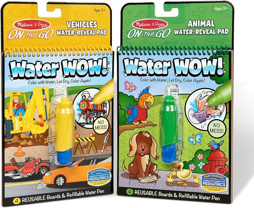 Amazon.com: Melissa & Doug On the Go Water Wow! Reusable Water-Reveal Activity Pads, 2-pk, Vehicl... | Amazon (US)