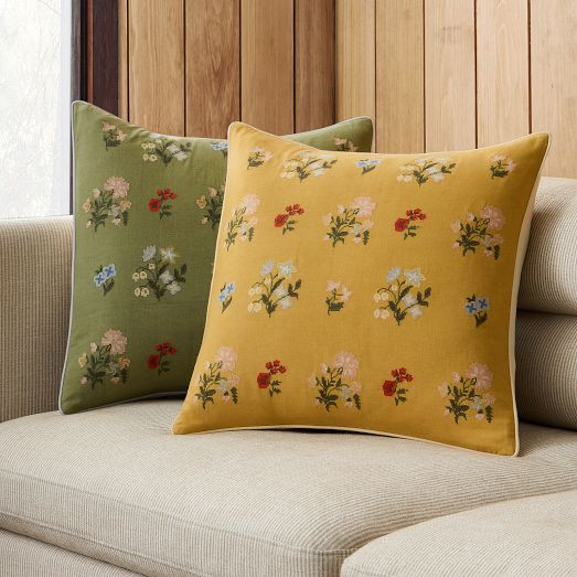 Emma Chamberlain Embroidered Floral Pillow Cover | West Elm (US)