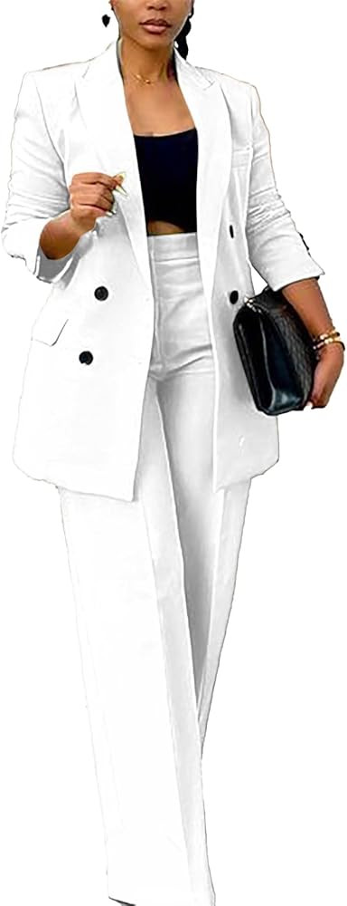 Women's 2 Piece Business Pants Suits Dressy Long Sleeve Blazer and Pants Set Casual Office Outfit... | Amazon (US)
