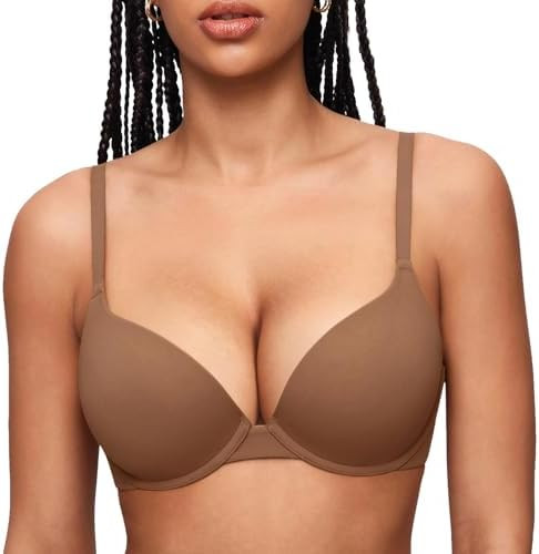 INLYRIC Women's Push Up Bra Tshirt Demi Supportive Bras Underwire Plunge Padded Comfortable Inbar... | Amazon (US)