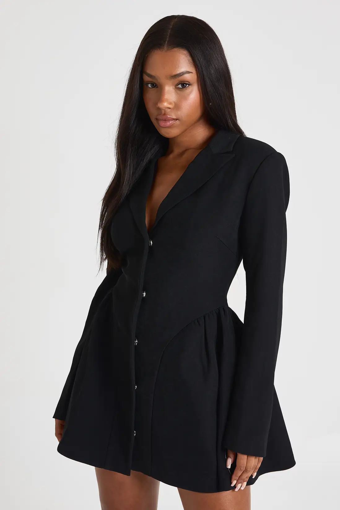 Long Sleeve Collared Tailored Skater Mini Dress | Boohoo.com (UK & IE)