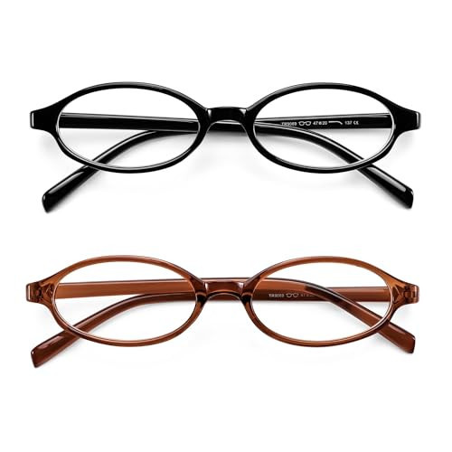 FEISEDY Y2K Retro Oval Blue Light Glasses for Women Fashion Small Face Eyewear Frame 90s Nerd Fake Cosplay Eyeglasses B0258 Black and Tea | Amazon (US)