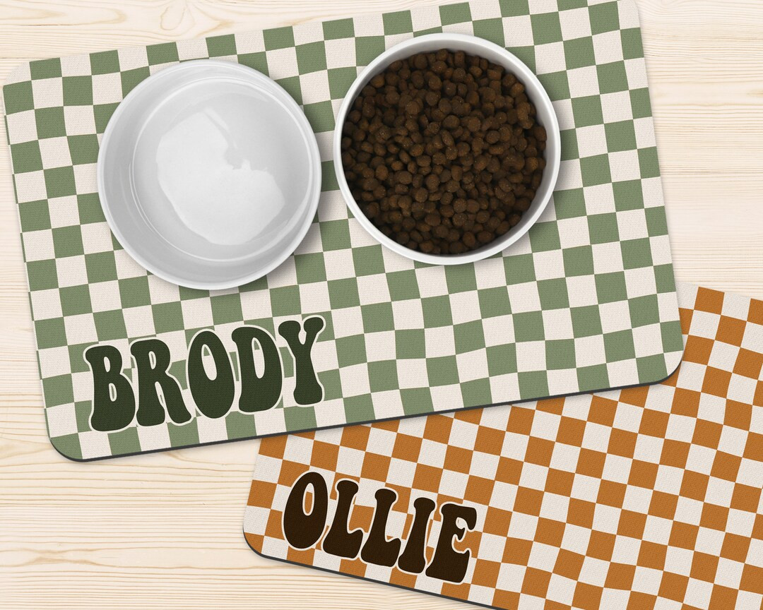 Custom Retro Checkered Personalized Dog Food Mat Placemat With Name Rubber Non-slip - Etsy | Etsy (US)