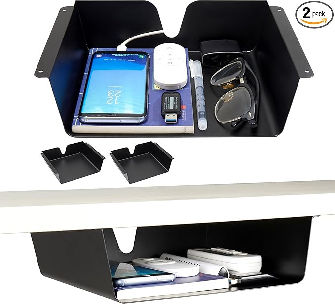 KHAMAL Under Desk Storage Shelf 2 Pack- Under Desk Drawer With Built in Cable Management For Home... | Amazon (US)