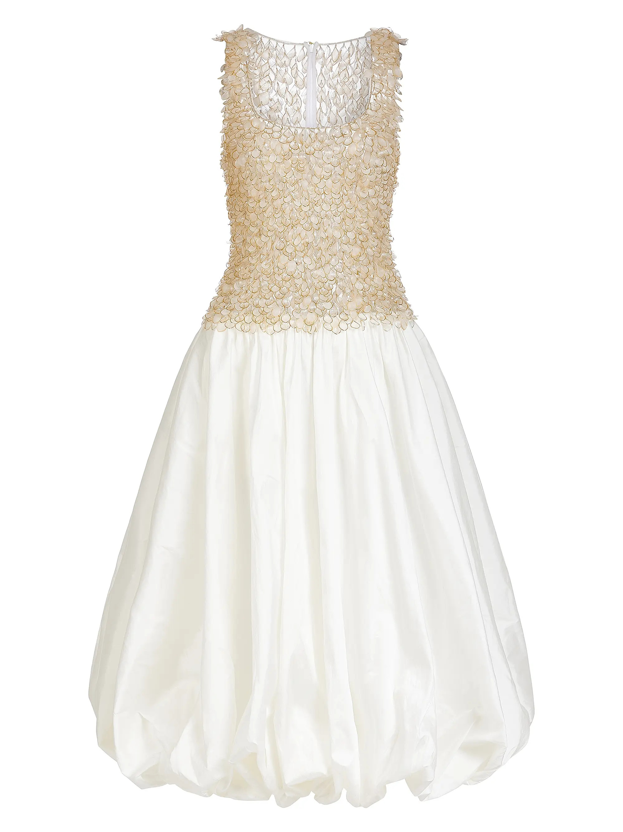 PatBOScoopneck Mixed-Media Bubble-Skirt Midi-Dress | Saks Fifth Avenue