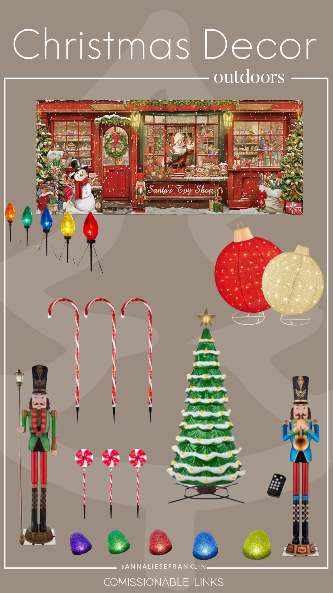 Outdoor Christmas decor • Christmas lights • Christmas yard decorations • giant nutcrackers • gingerbread house decorations • 

#LTKFamily #LTKHoliday #LTKSeasonal