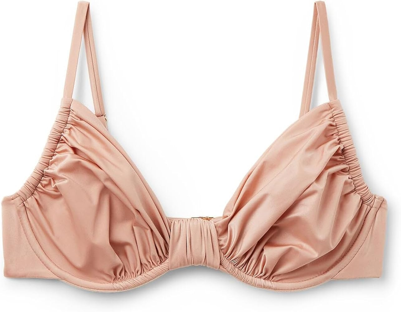 CALZEDONIA Shiny Satin Balconette Swimsuit Top | Light Pink Bikini Top Shiny Powder Pink Bikini Set | Amazon (US)