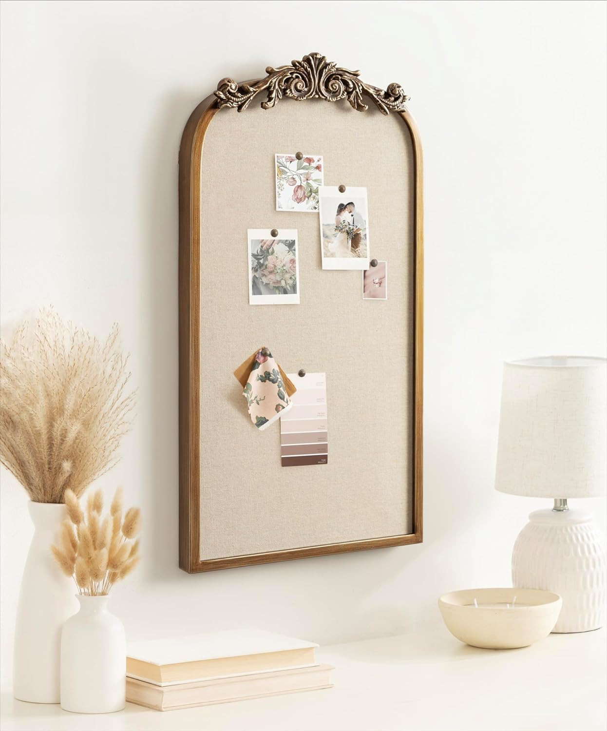 Kate and Laurel Arendahl Arch Pinboard; Gold; 13 x 25; Framed Arched Ornate Vintage Cork Board fo... | Amazon (US)