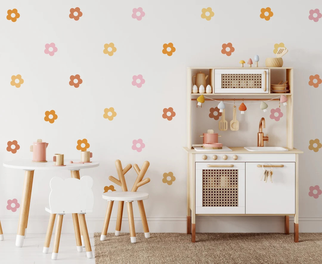 Hippie Flower Wall Decal // Fabric Decals / Retro Room / Girl's Nursery Decor - Etsy | Etsy (US)