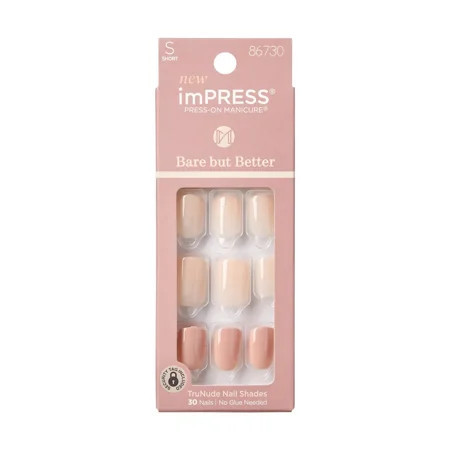 Kiss Impress Bare But Better Press-On Nails Simple Pleasure 30 Ea.. | Walmart (US)