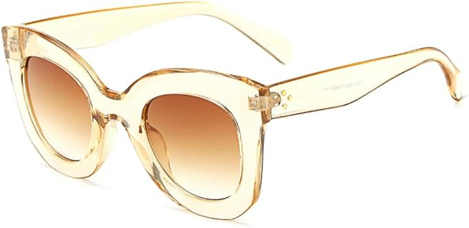 Butterfly Sunglasses Semi Cat Eye Glasses Plastic Frame Clear Gradient Lenses | Amazon (US)