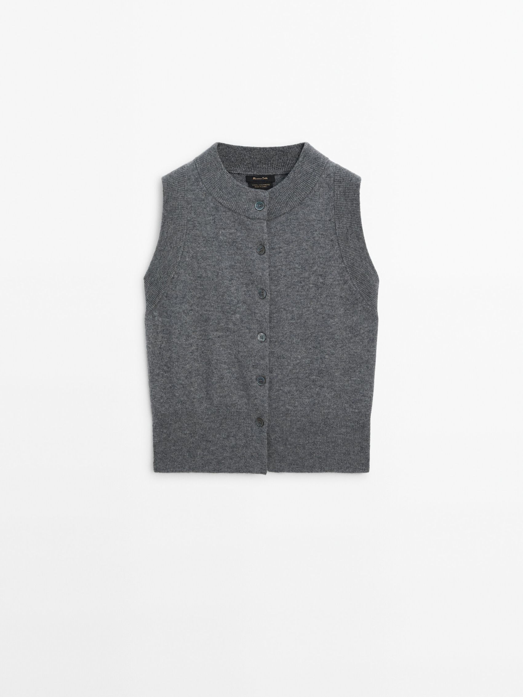 Wool blend knit vest with buttons | Massimo Dutti (US)
