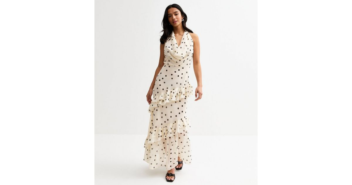 Petite Cream Polka Dot Ruffled Maxi Dress | New Look | New Look (UK)