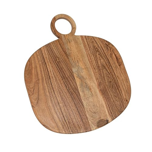 Creative Co-Op Oval Acacia Wood Oval Cheese and Cutting Board with Handle, Natural | Amazon (US)