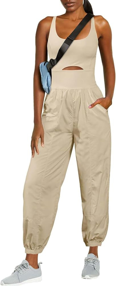 ReachMe Womens Running Onesie Athletic Romper Pants Hiking Outfits One Piece Workout Jumpsuits wi... | Amazon (US)