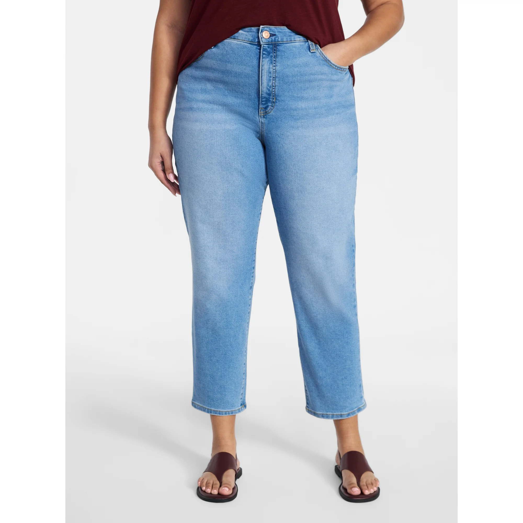 Terra & Sky Women's Plus High Rise Straight Jeans, Sizes 16W-28W | Walmart (US)