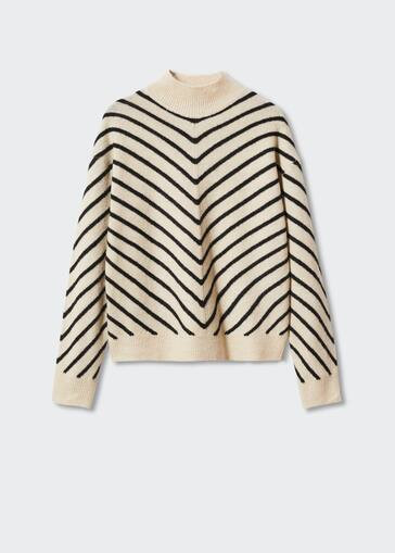 Stripe-print sweater with Perkins neck | MANGO (US)