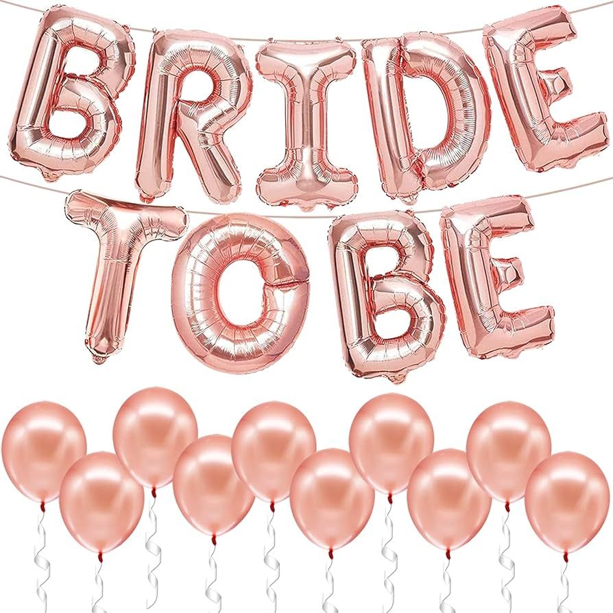 KatchOn, Rose Gold Bride To Be Balloons Set - 16 Inch, Pack of 19 | Bride Balloons, Rose Gold Lat... | Amazon (US)