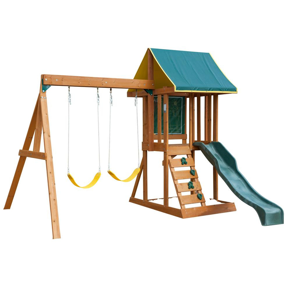 KidKraft Appleton Wooden Swing Set/Playset | The Home Depot